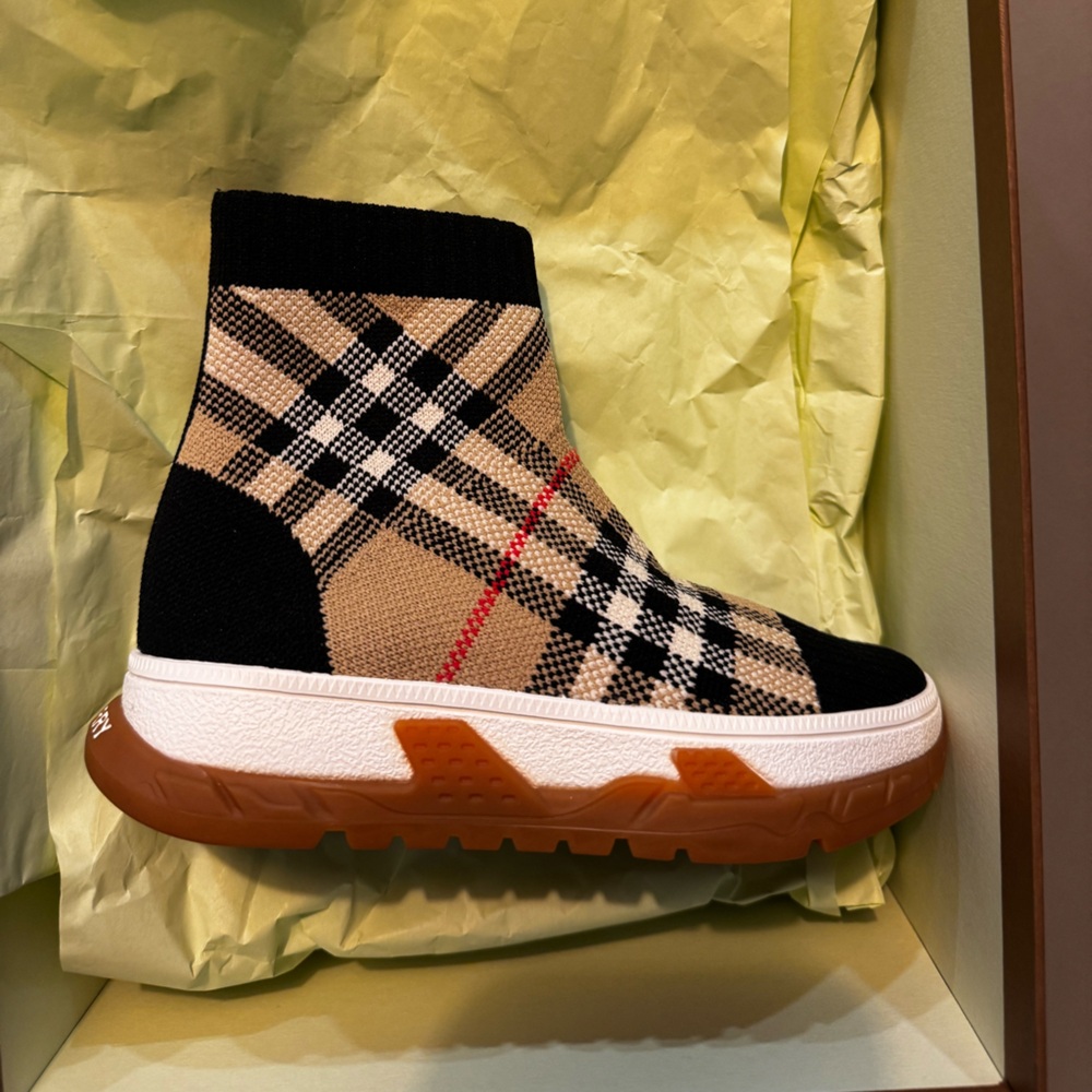 Burberry Kids Boots in Black, Tan, and Red